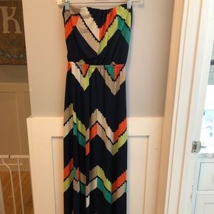 Chevron Maxi Dress with Built in Bra- Size Small